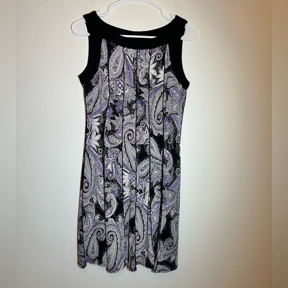 Y2K Sleeveless Shift Dress Women’s 6P S/M* Hippie Boho Retro Burnout Contrast